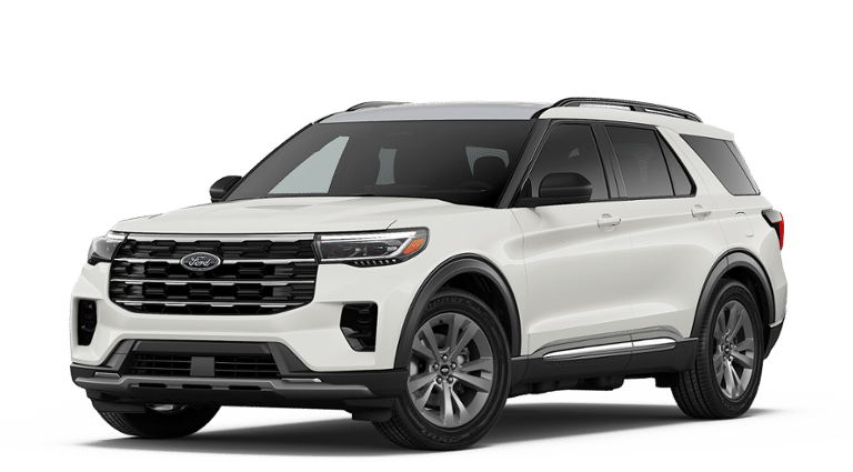 2026 Ford Explorer Active in Star White Metallic Tri-Coat — front three-quarter view