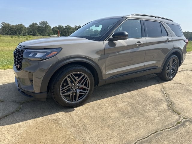 2026 Ford Explorer ST in Marsh Gray — front three-quarter view