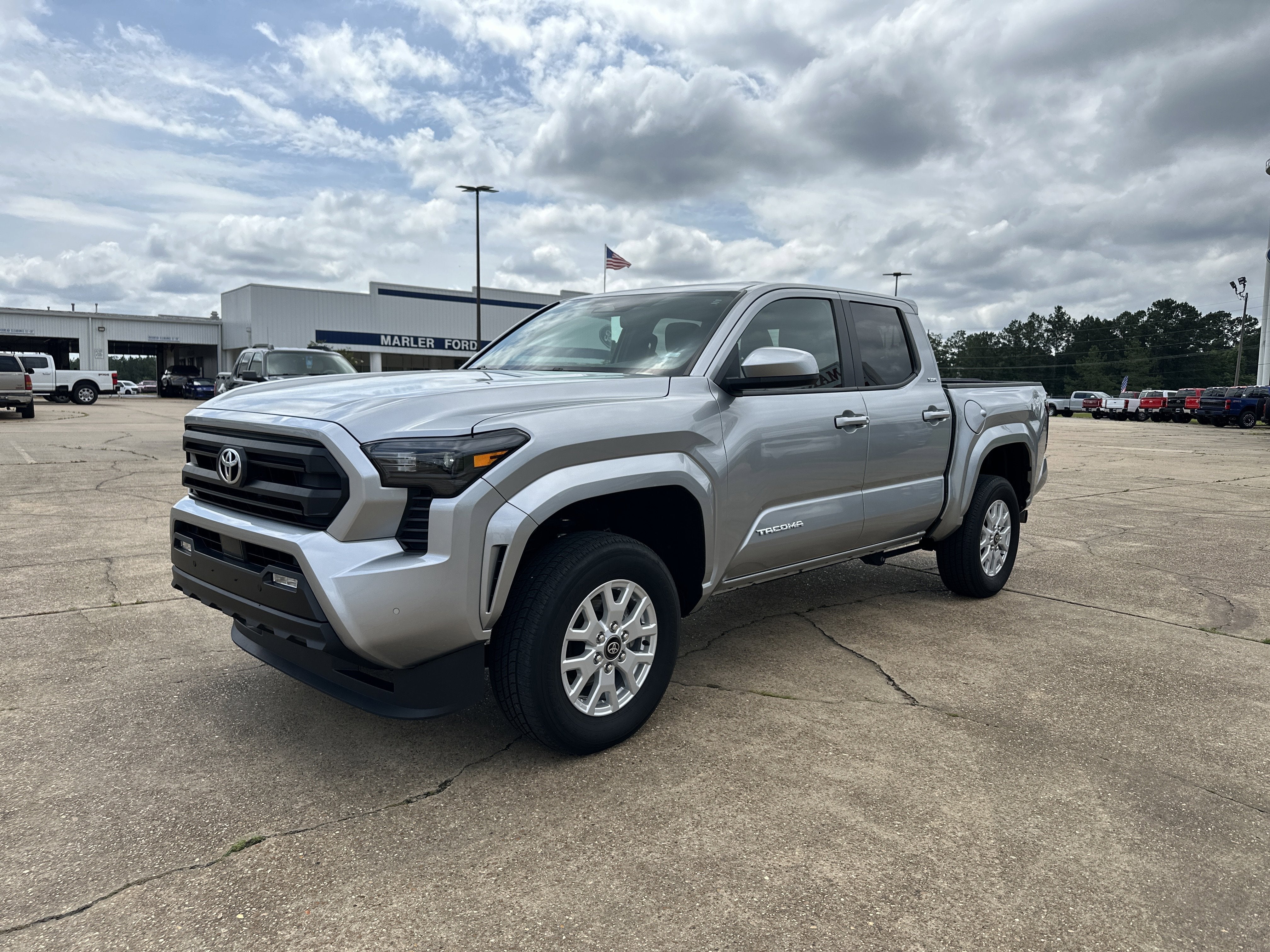 2024 Toyota Tacoma SR5 in Silver — front three-quarter view